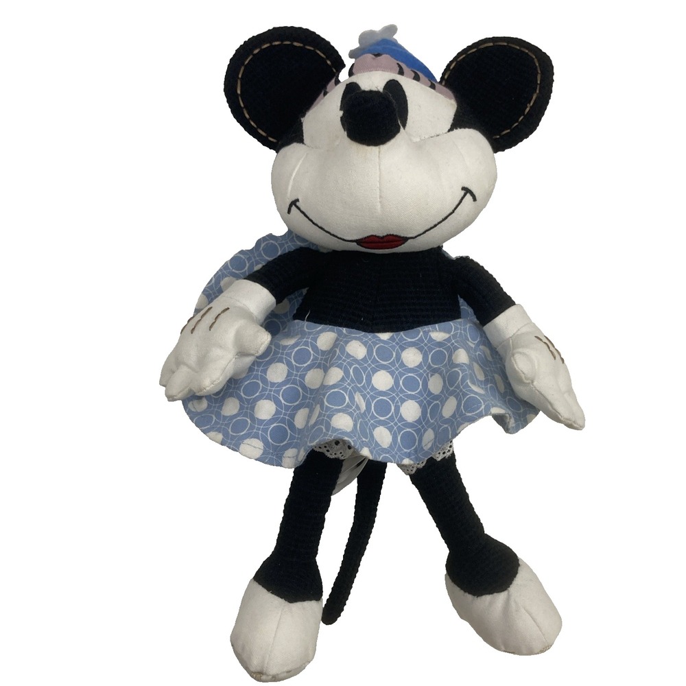 Hallmark‎ Disney Minnie Mouse Plush w/ Blue & White Skirt & Hat Retired 13"
